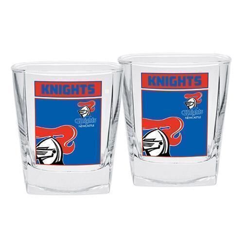 Newcastle Knights NRL Team Logo Set of 2 250ml Spirit Glasses Scotch Alcohol Drinking 