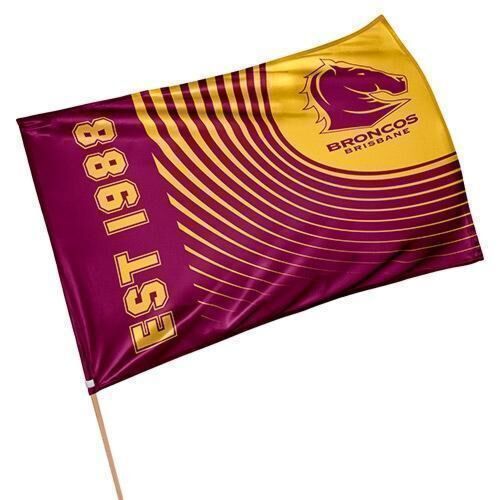Brisbane Broncos NRL Supporter Flag on Stick Team Logo