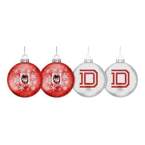 St George Illawarra Dragons NRL Set of 4 Christmas Tree Glitter Baubles