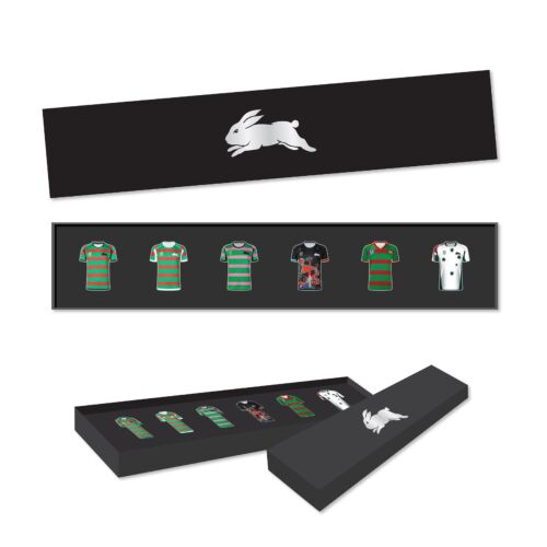 South Sydney Rabbitohs NRL Team Set Of 6 Jersey Pin Collection In Presentation Box