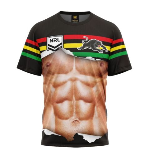 Penrith Panthers NRL Team Logo 'Ripped' Six Pack Muscles Tee Shirt T-Shirt