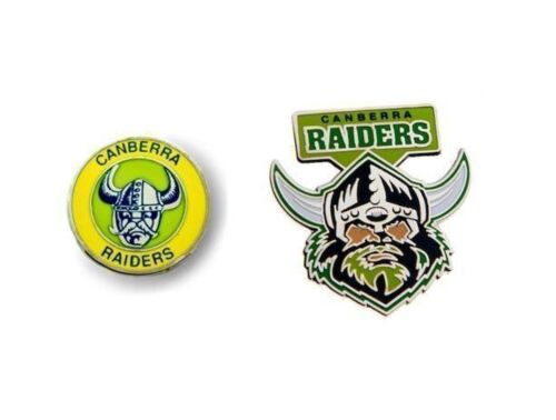 Set of 2 Canberra Raiders NRL Team Heritage Logo Collectable Lapel Hat Tie Pin Badge + Team Logo Pin Badge