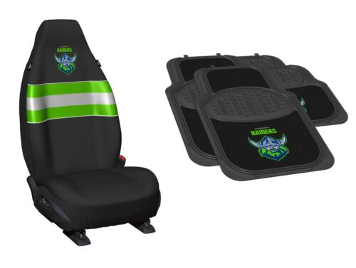 Set of 2 Canberra Raiders NRL Car Seat Covers & 4 Floor Mats