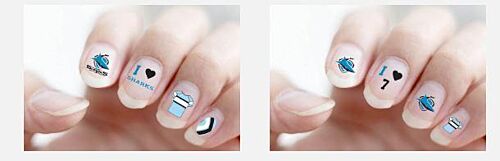 Cronulla Sharks NRL Team Logo Colour Finger Toe Nail Art Decal Stickers Gel or Polish