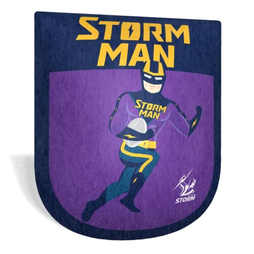 Melbourne Storm NRL Team Logo 35x40cm Storm Man Mascot Shield Shaped Cushion Pillow