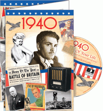 1940 Time Of Your Life - A Fabulous Visual History Of A Very Special Year - Deluxe Greeting Card & Full Length DVD Birthday