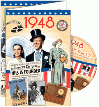 1948 Time Of Your Life - A Fabulous Visual History Of A Very Special Year - Deluxe Greeting Card & Full Length DVD BirthdayY