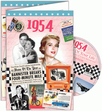 1954 Time Of Your Life - A Fabulous Visual History Of A Very Special Year - Deluxe Greeting Card & Full Length DVD Birthday