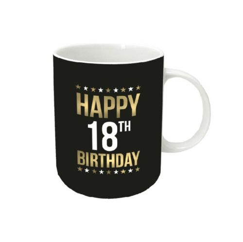 Happy 18th Birthday Gold Foil Ceramic Coffee Tea Mug Cup In Box 