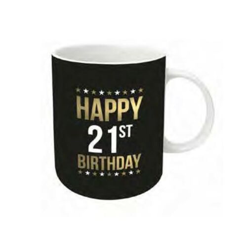 Happy 21st Birthday Gold Foil Ceramic Coffee Tea Mug Cup In Box 