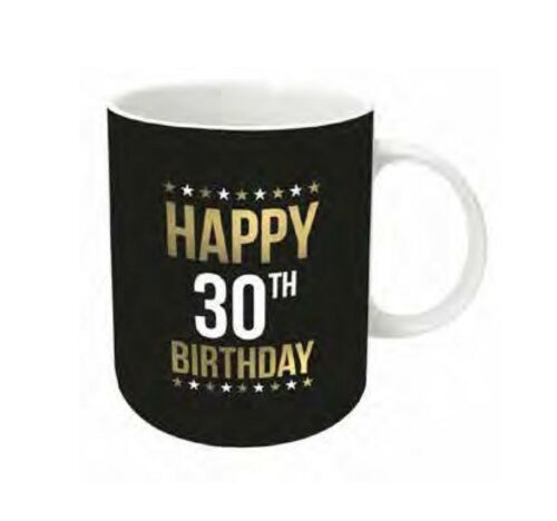 Happy 30th Birthday Gold Foil Ceramic Coffee Tea Mug Cup In Box 