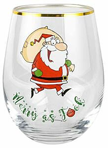 Merry As F*ck Santa Novelty Christmas 600mL Stemless Wine Glass