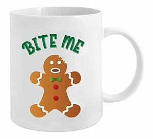 Bite Me Gingerbread Novelty Christmas 12oz Coffee Mug Tea Cup