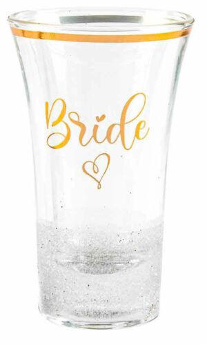 Bride Glitterati With White Glitter 9cm Shot Glass in Gift Box