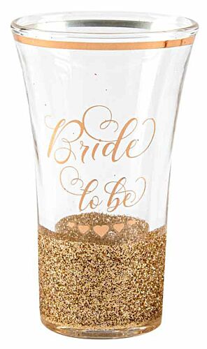 Bride Rose Gold Glitter 9cm Shot Glass in Gift Box