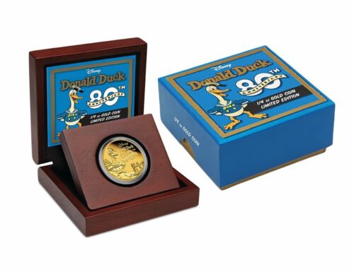 2014 Disney Donald Duck 80th Anniversary $25 1/4oz Gold Proof Coin Niue Tender New Zealand NZ Mint 