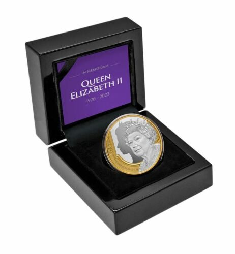 2022 Queen Elizabeth II Tribute $1 Gold Plated 1oz Silver Proof Coin