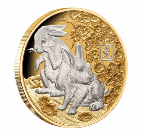 2023 Year of the Rabbit Lunar Series $25 Platinum Plated 1oz Gold Proof Coin