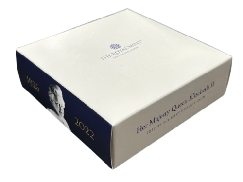 2022 Her Majesty Queen Elizabeth II 50p Silver Proof KCIII UK Coin In Presentation Box