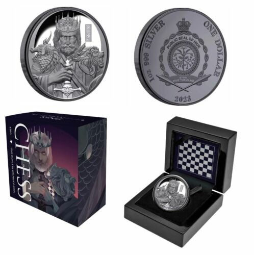 2023 $1 Chess King 1oz Silver Black Proof Coin