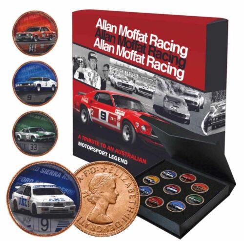 Allan Moffat Racing Full Colour Enamel Penny 9 Coin Collection