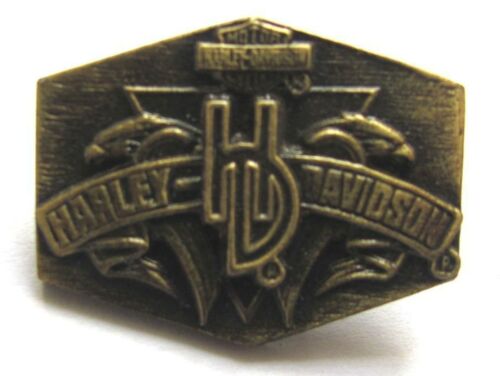 Harley Davidson Pin Badge Brass Hexagonal HD Logo 