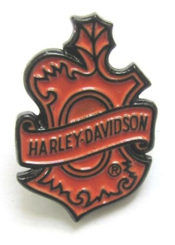 Harley Davidson Pin Badge Orange & Black Small Logo 