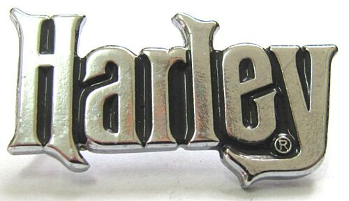 Harley Davidson Pin Badge Silver Chrome Word 