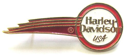 Harley Davidson Pin Badge Red & Gold USA Flames Logo
