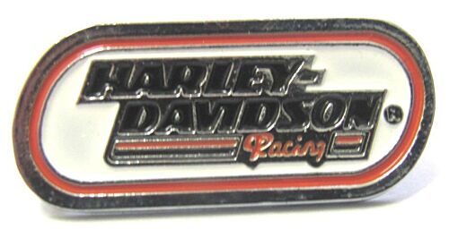 Harley Davidson Pin Badge Oval Word White & Red