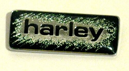 Harley Davidson Pin Badge Rectangle Shaded Green & Silver Word Logo