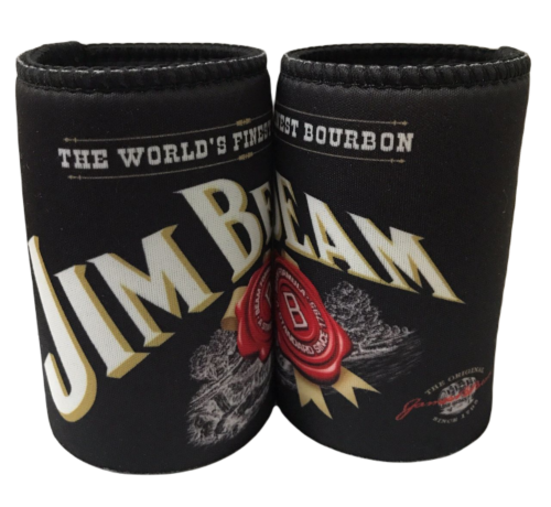Jim Beam Kentucky Bourbon Black Neoprene Beer Can Cooler Stubby Holder