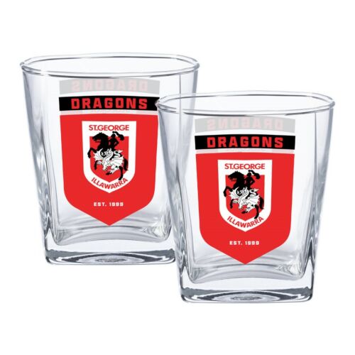 St George Dragons NRL Team Logo Set of 2 250ml Spirit Scotch Glasses