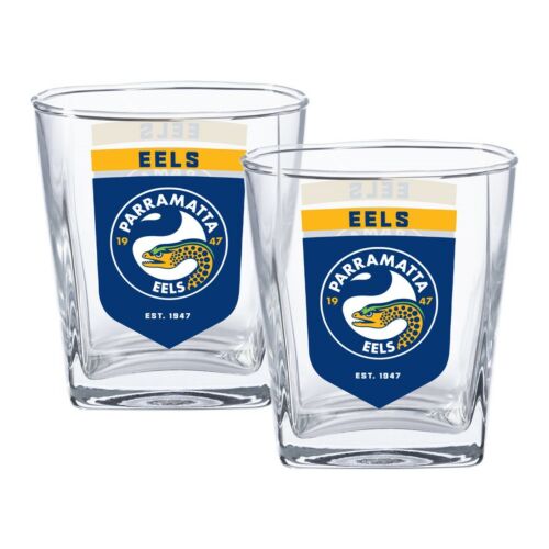 Parramatta Eels NRL Team Logo Set of 2 250ml Spirit Scotch Glasses