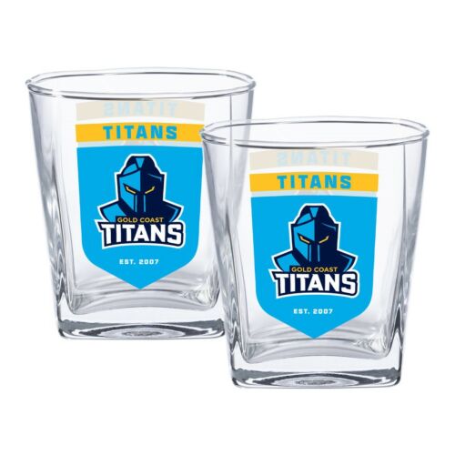 Gold Coast Titans NRL Team Logo Set of 2 250ml Spirit Scotch Glasses