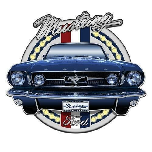 Ford Mustang Logo Light Up Tin Sign Man Cave Pool Room