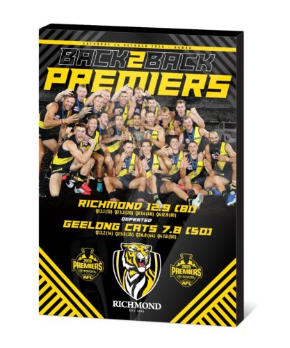 Richmond Tigers 2020 AFL Premiers Back To Back Team Image Wooden Plaque 