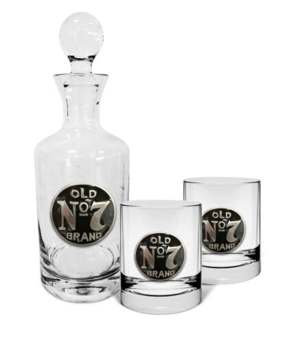 Jack Daniel's JD Old No. 7 Set of 2 Badged Spirit Glasses & Decanter Gift Box