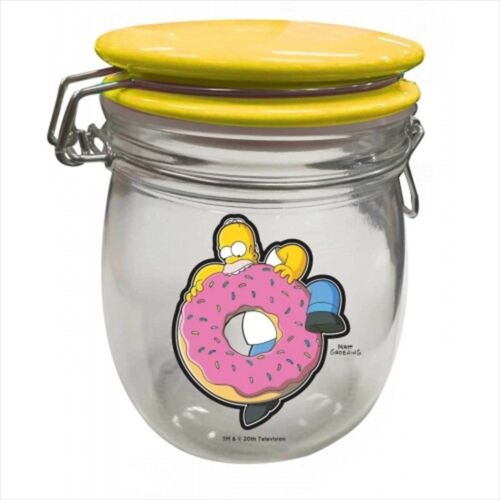 The Simpsons Homer Donut Design Glass Canister Jar With Ceramic Lid