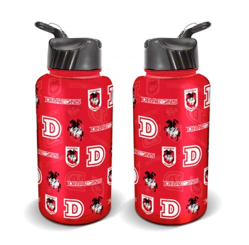 St George Dragons NRL Team Logo 1 Litre Plastic Flip Drink Water Bottle BPA Free