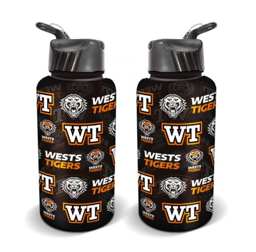 Wests Tigers NRL Team Logo 1 Litre Plastic Flip Drink Water Bottle BPA Free