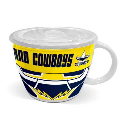 North Queensland Cowboys NRL Team Large Ceramic Soup Bowl Mug With Lid
