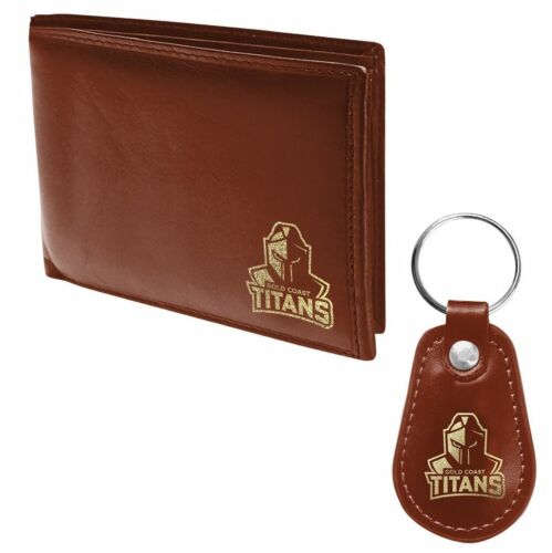 Gold Coast Titans NRL Team PU Leather Wallet & Keyring Key Ring Gift Pack