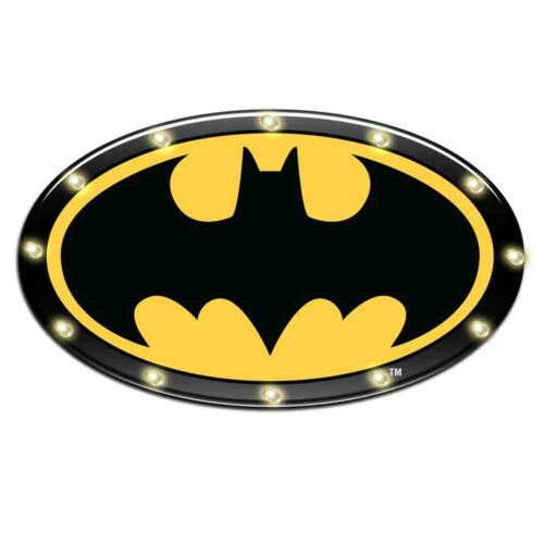 Batman Logo Black Yellow Light Up Tin Sign Man Cave Bat Cave DC Comics 