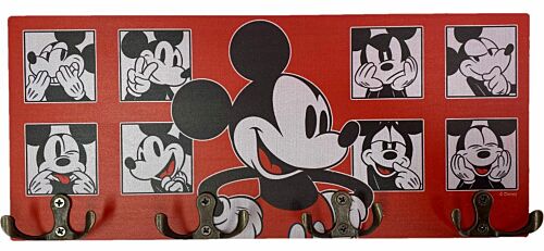 Disney Mickey Mouse Faces Double Hook Wall Mount Key Holder Rack