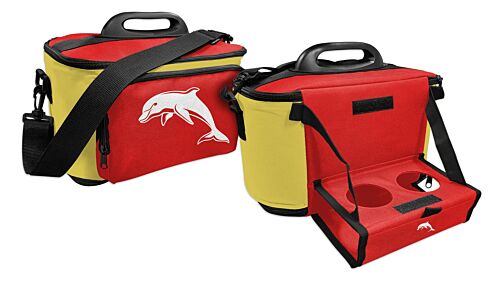 Dolphins Red/Gold NRL Large Esky Insulated Lunch Cooler Bag With Drinks Tray