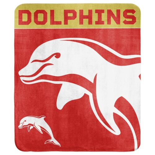 Dolphins NRL Team Polar Fleece Throw Rug Picnic Blanket