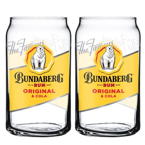 Bundaberg Bundy Rum Cola Set of 2 485ml Can Shaped Glasses 