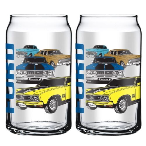 Ford Vintage Cars Set of 2 485ml Can Shaped Glasses 
