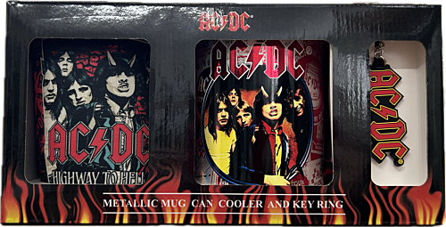 ACDC AC-DC HWY Highway To Hell Mug Can Cooler And Keyring Trio Gift Pack